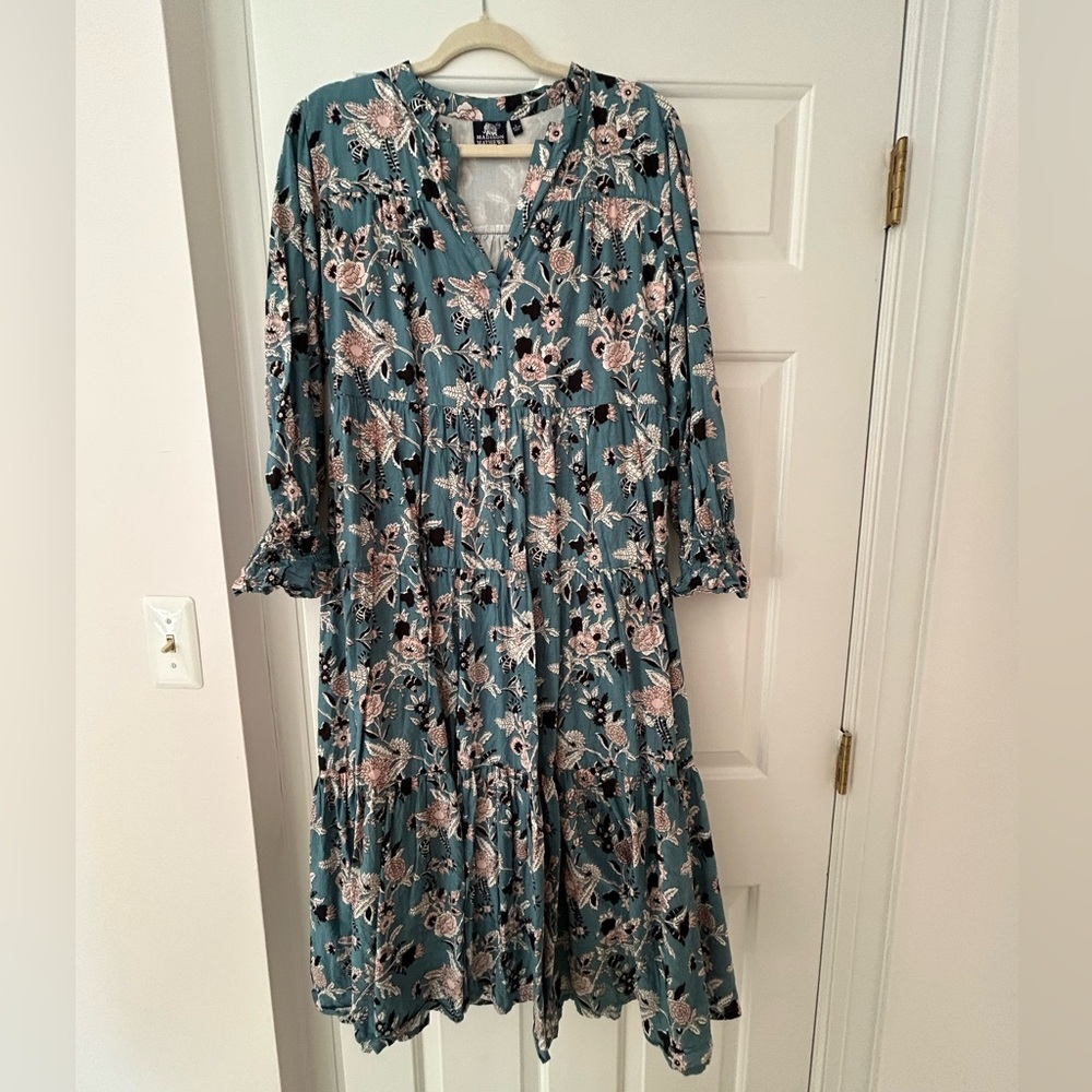 Madison Mathews Fall Floral Midi Dress